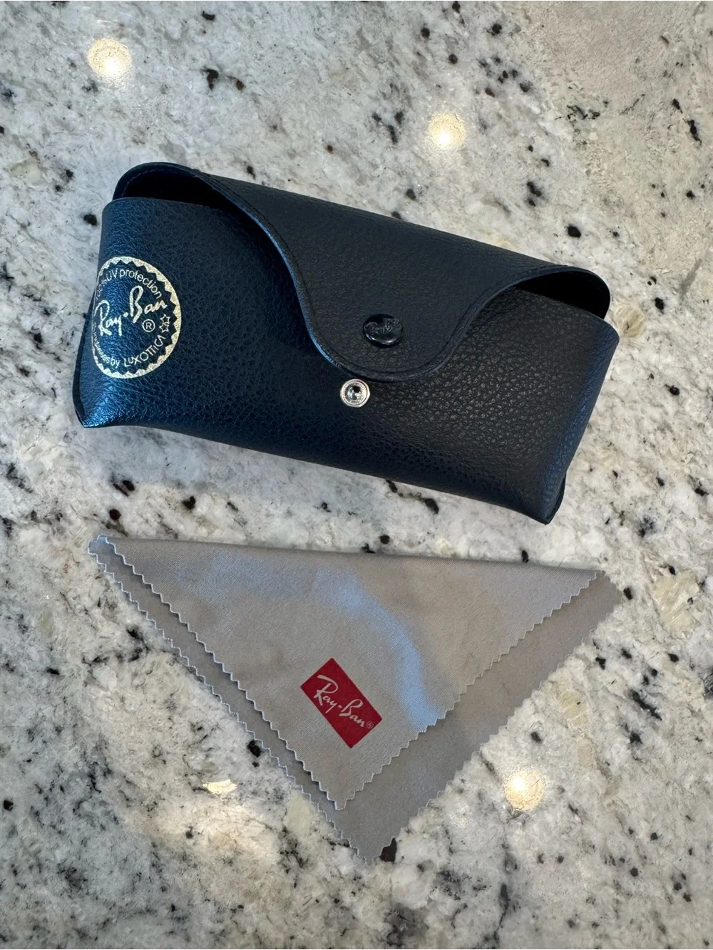 Ray-Ban Black Sunglasses Case with Gray Cleaning Cloth